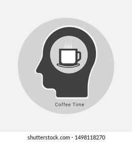 human head Coffee time icon concept - Illustration