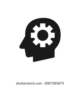 Cabeza humana con silueta de cog ilustración vectorial negra