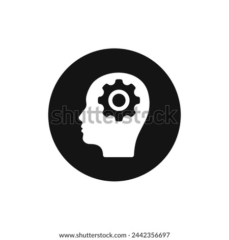 Human head with cogwheel vector icon