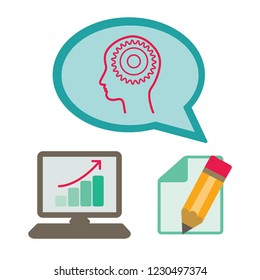 Human head with cogwheels inside linear icon. Artificial intelligence. Technology progress. Thin line illustration. Robot. Contour symbol. Vector isolated outline drawing. Editable stroke