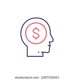 Human head and coin, give back, money outline color icon. Finance, payment, invest finance symbol design.