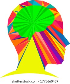 Human head colorful poly style face
