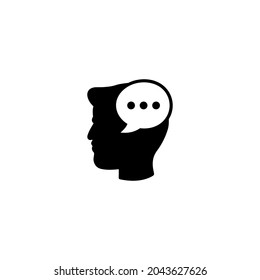 Human head combined with a speech bubble box , Business solution concept. Vector illustration