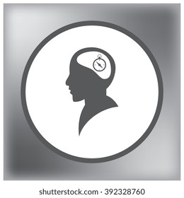 Human head and compass icon, vector illustration.