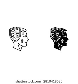 Human head with computer circuit board representing artificial intelligence and technology