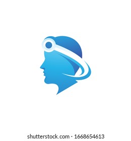 Human Head and Computer Circuit Chip Technology Logo Icon