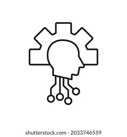 Concepto de cabeza humana con ilustración vectorial de silueta de cog