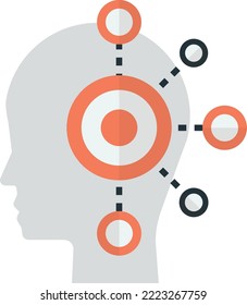 menschliche Kopf- und Verbindungsgrafik im minimalen Stil einzeln auf Hintergrund
