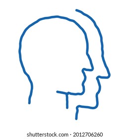 menschlicher Kopf Kopie Silhouette Skizze Symbol Vektorgrafik. Handgezeichnete blaue Dodle-Linie ist menschliches Kopfkopierzeichen Silhouette. einzelne Symbolillustration