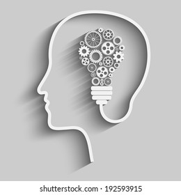 Human head creating a new idea. Creative Idea. vector.