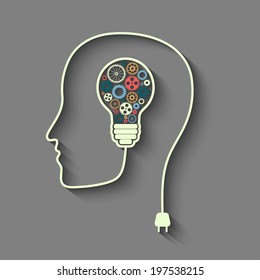 Human head creating a new idea. Creative Idea. vector.