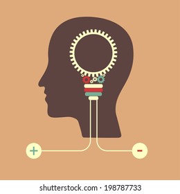 Human head creating a new idea. Creative Idea. vector.