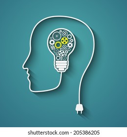 Human head creating a new idea. Creative Idea. vector.