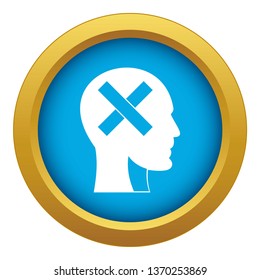 Human head with cross inside icon blue vector isolated on white background for any design