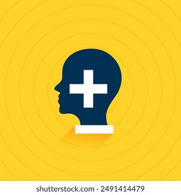 human head with cross sign background for mental health support vector