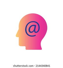 Human head with deep symbol, logo,icon