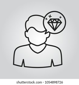 Human head with diamond icon