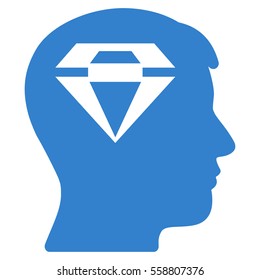 Human Head With Diamond vector icon. Flat cobalt symbol. Pictogram is isolated on a white background. Designed for web and software interfaces.
