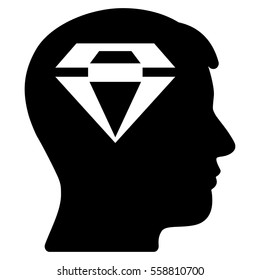 Human Head With Diamond vector icon. Flat black symbol. Pictogram is isolated on a white background. Designed for web and software interfaces.