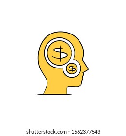 human head and dollar coins