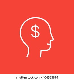 Cabeça humana com símbolo de dólar ícone de linha.