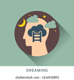 human head Dreaming icon concept flat design