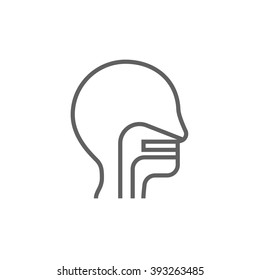 Human head with ear, nose, throat system line icon.