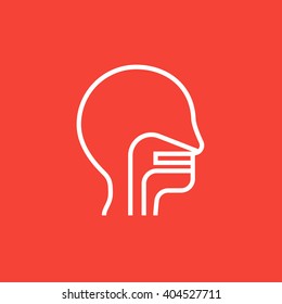 Cabeza humana con oreja, nariz, icono de la línea del sistema de garganta.