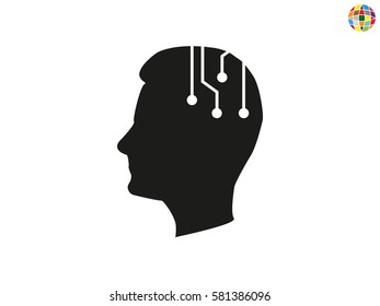 human head, an electronic circuit, icon, vector illustration eps10