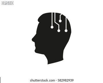 human head, an electronic circuit, icon, vector illustration eps10