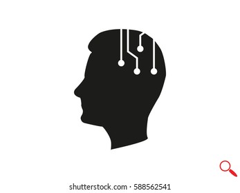 human head, an electronic circuit, icon, vector illustration eps10