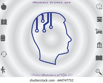 human head, an electronic circuit, icon, vector illustration eps10