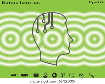 human head, an electronic circuit, icon, vector illustration eps10