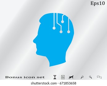 human head, an electronic circuit, icon, vector illustration eps10