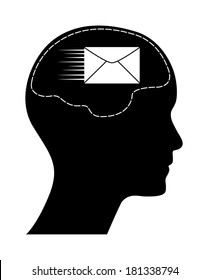 Human head with envelope, creative business vector design. 