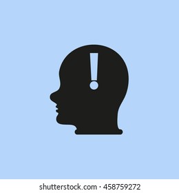 Human head, and exclamation mark
