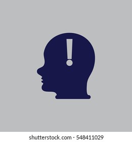 Human head, and exclamation mark