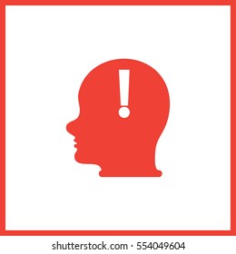 Human head, and exclamation mark