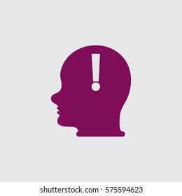 Human head, and exclamation mark