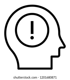 Human head with exclamation mark is brainstorming icon 