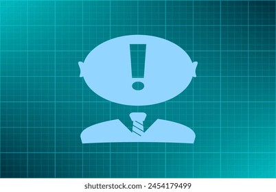 Cabeza humana con signo de exclamación en blanco