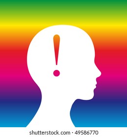 Human head with exclamation mark symbol. "idea" concept.