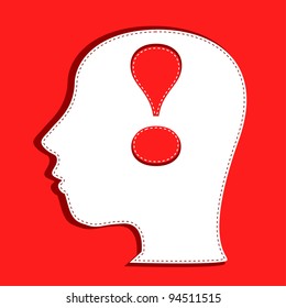 Human head with exclamation mark symbol. vector