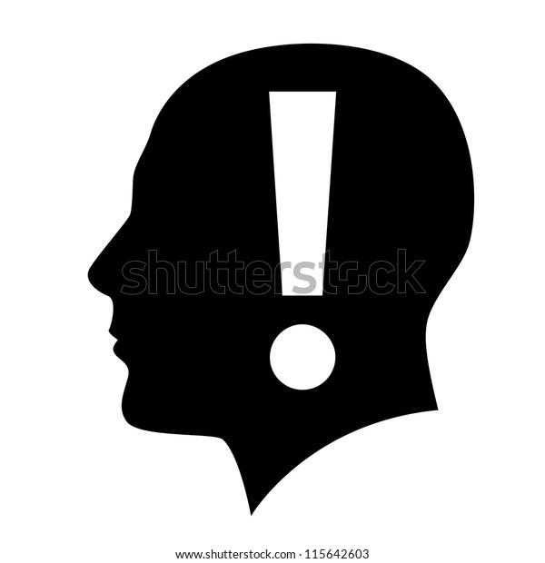 Menschlicher Kopf Mit Symbol Fur Ausrufezeichen Stock Vektorgrafik Lizenzfrei