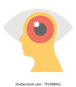 Human head and eye, solution provider concept vector icon in flat design 
