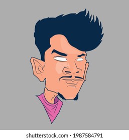 Human head. Face front view. Elegant silhouette of part of human face. Vector Illustration. 