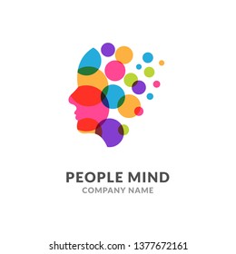 Human Head Face Logo, Creative Brain Man. Digital Profile Face Innovation Intelligence Mind Design Logo.