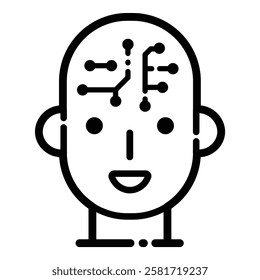 Human Head Face Map Outline Icon Isolated On White Background