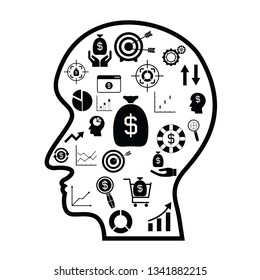 Human head with finance idea concept