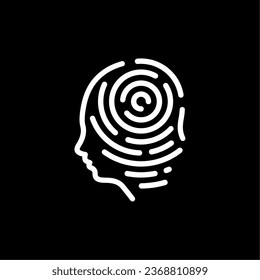 human head fingerprint biometric security tech logo vector icon illustration